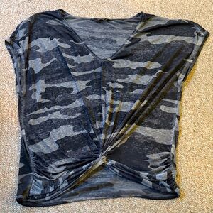 Camouflage V-Neck Top